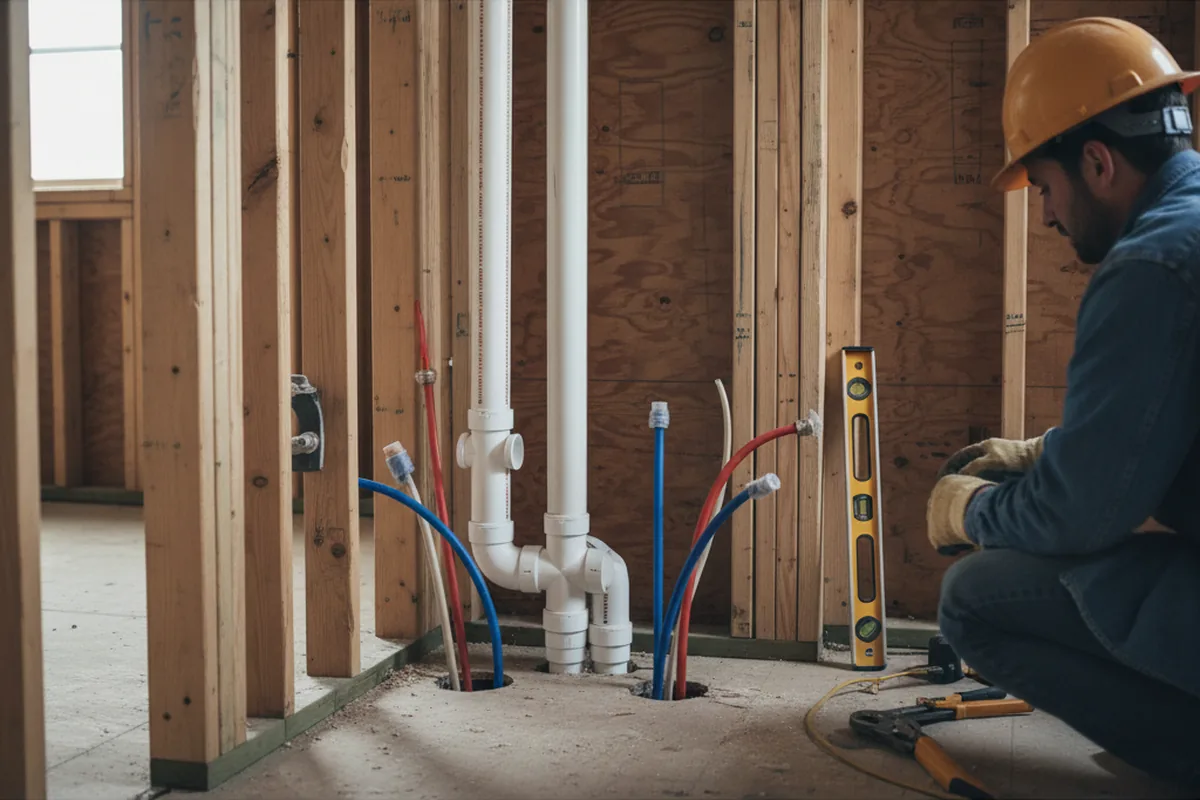 Drain and supply rough-in during Leak Detection in Swain